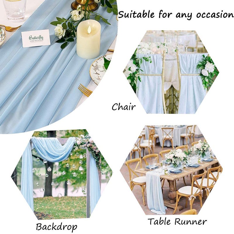 B.Cool B-COOL Blue Table Runner for Chiffon Table Runners 2 Pieces 27x120 Inches Long Sheer Fabric for Easter Wedding Boho Christmas Fall Baby Shower Decorations - Image 4